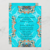  blauwgroen turkooispatroon bohemiaanse bruiloft kaart (Voorkant / Achterkant)