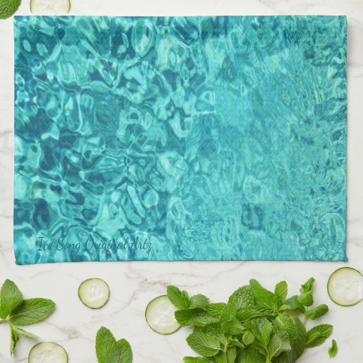 Blauwgroen Turquoise Abstract Theedoek (Gevouwen)