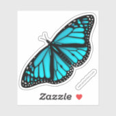 blauwgroen turquoise blauwe vlinder sticker (Vel)