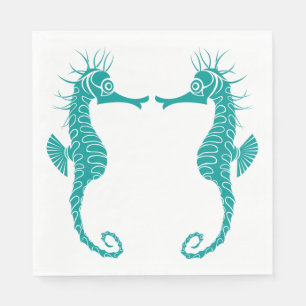 Blauwgroen Turquoise Details Seahorse Beach Weddin Servet