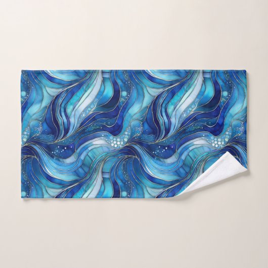 Blauwgroen, turquoise en blauwe handdoekset bad handdoek (Handdoek)