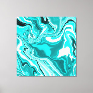 Blauwgroen, Turquoise en White Marble Canvas Afdruk