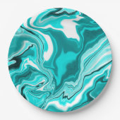 Blauwgroen, Turquoise en White Marble Papieren Bordje (Voorkant)