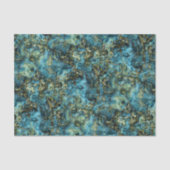 Blauwgroen Turquoise Faux Gold Agate Art Patroon Tissuepapier (Voorkant)