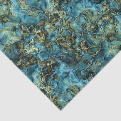Blauwgroen Turquoise Faux Gold Agate Art Patroon Tissuepapier (Detail)