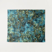 Blauwgroen Turquoise Faux Gold Minerals Agate Patt Wandkleed (Voorkant (horizontaal))