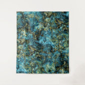 Blauwgroen Turquoise Faux Gold Minerals Agate Patt Wandkleed (Voorkant)