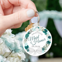 Blauwgroen Turquoise Floral Wreath Maid of Honor W