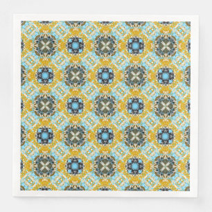 Blauwgroen, Turquoise, Geel, en Grijze Mugstenen P Servet