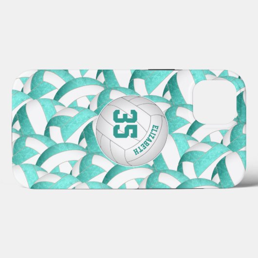 blauwgroen turquoise gepersonaliseerde volleybal m Case-Mate iPhone case (Achterkant (horizontaal))