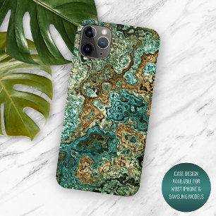 Blauwgroen Turquoise Gold Brown Minerals Marble Ar iPhone 11 Pro Max Hoesje