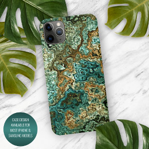 Blauwgroen Turquoise Gold Brown Minerals Marble Ar iPhone 12 Hoesje