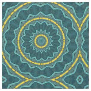 Blauwgroen Turquoise Gold Starburst Rings Tropisch Stof