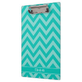 Blauwgroen Turquoise LG Chevron Blauwgroen naam Mo Klembord (Links)