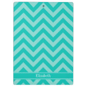 Blauwgroen Turquoise LG Chevron Blauwgroen naam Mo Klembord (Achterkant)
