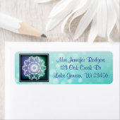 Blauwgroen Turquoise Mandala Abstract Etiket (Insitu)