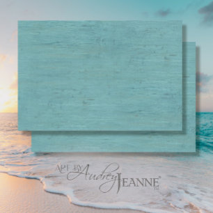 Blauwgroen Turquoise Ocean Blue Beach Wood Decoupa Tissuepapier