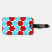 Blauwgroen Turquoise Red Big Polka Dots Pattern-ca Bagagelabel (Achterkant horizontaal)