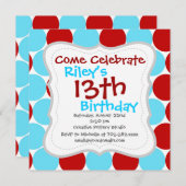 Blauwgroen Turquoise Red Big Polka Dots Pattern-ca Kaart (Voorkant / Achterkant)