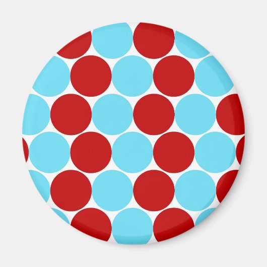 Blauwgroen Turquoise Red Big Polka Dots Pattern-ca Magneet (Voorkant)