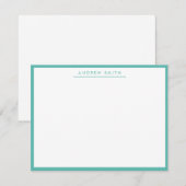 Blauwgroen Turquoise Simple Line Modern Stijlvol e Notitiekaartje (Voorkant / Achterkant)