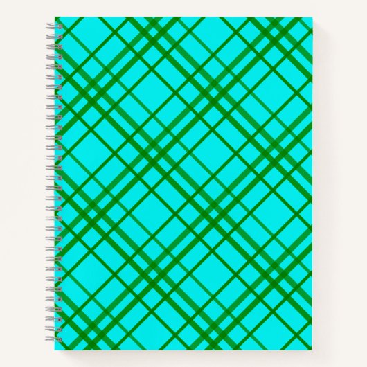 Blauwgroen Turquoise Tartan Plaid Pattern Design Notitieboek (Voorkant)