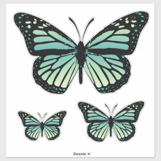 Blauwgroen turquoise vlinder sticker (Vel)