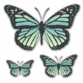 Blauwgroen turquoise vlinder sticker (Voorkant)