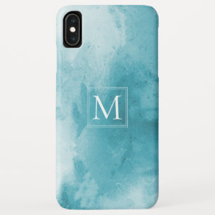 Blauwgroen Turquoise Waterverf Marble   Monogram iPhone XS Max Hoesje