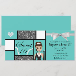 Blauwgroen Turquoise & White Bow Sweet 16 Birthday Kaart