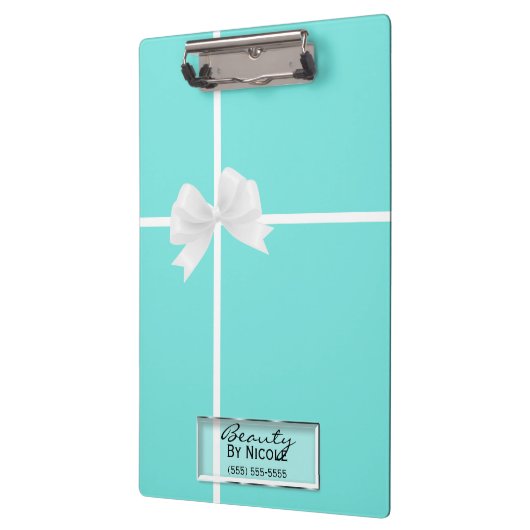 Blauwgroen Turquoise Witte Boog Classy Elegant Gla Klembord (Links)