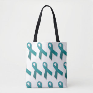 Blauwgroen tweezijdig tas met lint