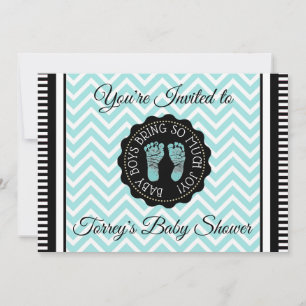Blauwgroen uitnodiging tot het Baby shower Chevron
