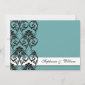 Blauwgroen  uitnodiging tot het huwelijk van Flora (Achterkant)