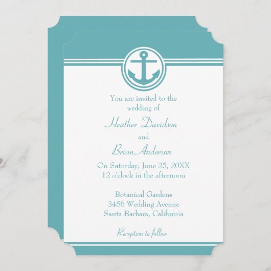 Blauwgroen uitnodiging tot het indienen van ankerh (Voorkant / Achterkant)