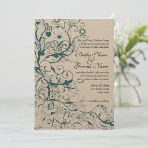 Blauwgroen uitnodiging tot weduwschap