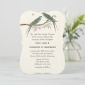 Blauwgroen  uitnodigingen tot weduwschap over voge (Staand voorkant)