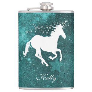 Blauwgroen Unicorn maatkolf Heupfles
