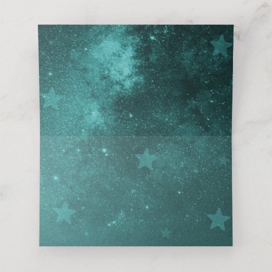 Blauwgroen Unicorn Reception Place Card (Binnenkant ongevouwen)