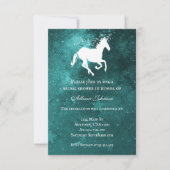 Blauwgroen Unicorn Vrijgezellenfeest Uitnodigen Kaart (Voorkant)