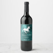 Blauwgroen Unicorn Weddenschap Wine Label Wijn Etiket (Voorkant)