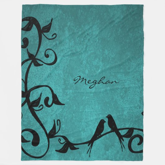 Blauwgroen vederwild - Aangepaste fleece Blanket (Voorkant)