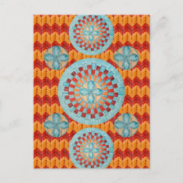 Blauwgroen ventilator Oranje Chevron-ontwerp Briefkaart