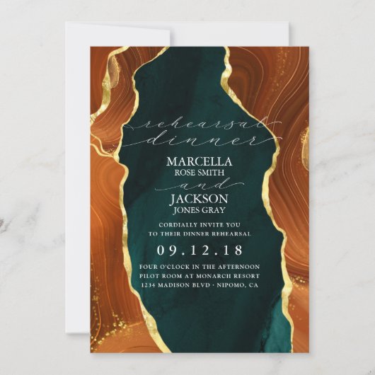 Blauwgroen, verbrande Sinaasappel- en Gold Agate r Kaart (Voorkant)