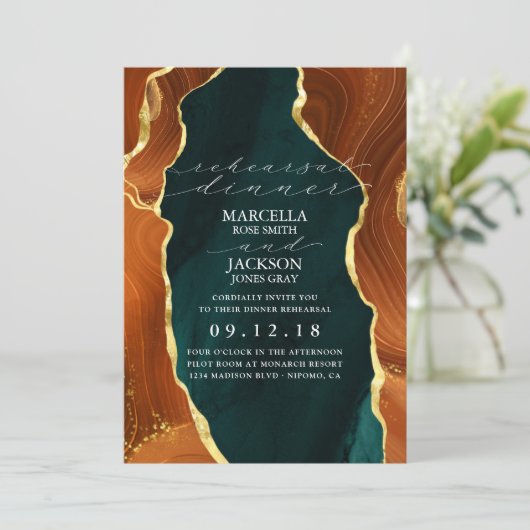 Blauwgroen, verbrande Sinaasappel- en Gold Agate r Kaart (Staand voorkant)