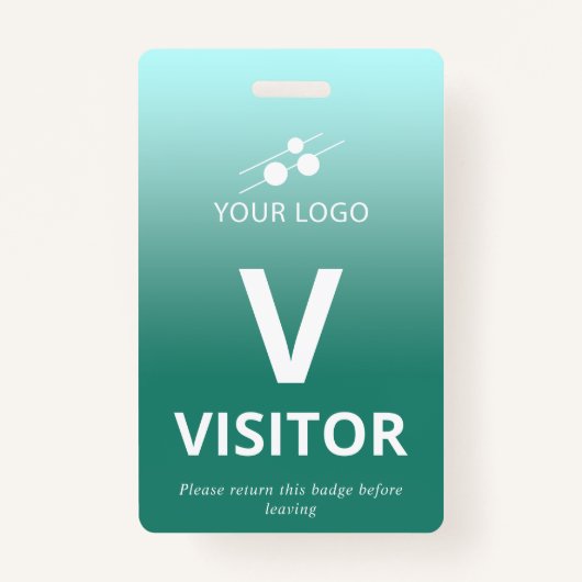 Blauwgroen verloop Je Logo bezoeker toevoegen Badge (Voorkant)