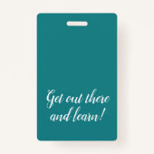 Blauwgroen Verticale Streep Homeschool Educator ID Badge (Achterkant)