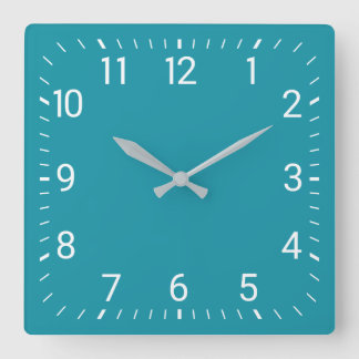 Blauwgroen vierkante wandklok vierkante klok