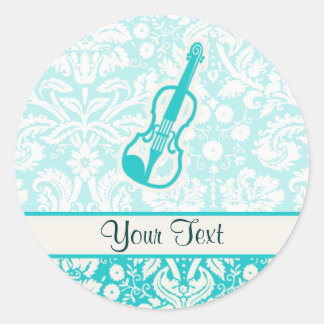 Blauwgroen viool ronde sticker