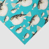 blauwgroen vispatroon tissuepapier (Detail)